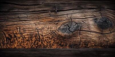 madera antecedentes con podrido tablón tablón, en el estilo de oscuro composiciones, Respetuoso del medio ambiente artesanía, mesa fotografía, oscuro marrón ai generado foto