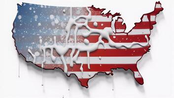 american flag isolated on white is shown, bold graffiti murals, eiko ojala, drips and splatters cracked photo