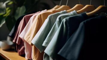 eco-conscious clothing items, such as organic cotton T-shirts photo