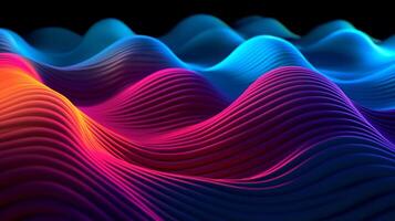 3d electronic music background abstract wave and waves pattern, 3d landscape, in the style of multi-colored minimalism, long exposure photo