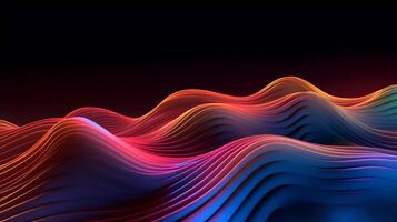 3d electronic music background abstract wave and waves pattern, 3d landscape, in the style of multi-colored minimalism, long exposure photo