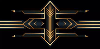 black deco background with a golden arrow on it, orderly symmetry, bold outlines, flat colors, decorative borders photo