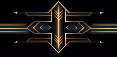 black deco background with a golden arrow on it, orderly symmetry, bold outlines, flat colors, decorative borders photo