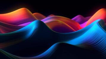 3d electronic music background abstract wave and waves pattern, 3d landscape, in the style of multi-colored minimalism, long exposure photo