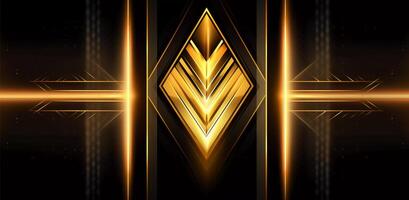 black deco background with a golden arrow on it, orderly symmetry, bold outlines, flat colors, decorative borders photo
