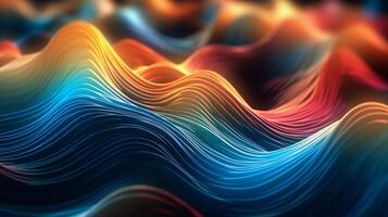 3d electronic music background abstract wave and waves pattern, 3d landscape, in the style of multi-colored minimalism, long exposure photo