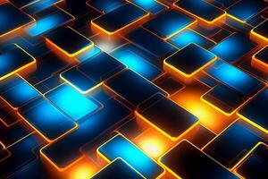 abstract technology abstract 3d blue lines seamless pattern, in the style of dark amber and sky-blue, glowing lights photo