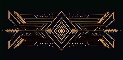 black deco background with a golden arrow on it, orderly symmetry, bold outlines, flat colors, decorative borders photo