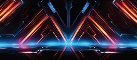 Featuring a unique combination of neon lights and black backgrounds, this futuristic sci-fi abstract design is perfect for creating banners or ads that are both stylish and memorable photo
