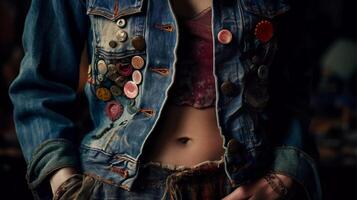 fashion delights, such as patchwork skirts and repurposed denim jackets photo