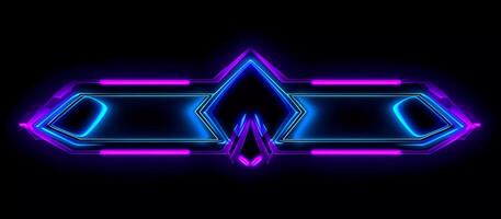 perfect choice for businesses looking for a design that is both futuristic and edgy, this abstract blue and purple neon light shape design on a black background photo