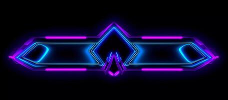 perfect choice for businesses looking for a design that is both futuristic and edgy, this abstract blue and purple neon light shape design on a black background photo