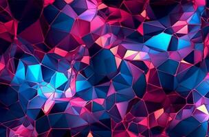 glowing colorful patterns on a dark background, in the style of molecular, geodesic structures, low poly, light magenta and sky-blue photo
