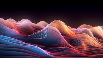 3d electronic music background abstract wave and waves pattern, 3d landscape, in the style of multi-colored minimalism, long exposure photo