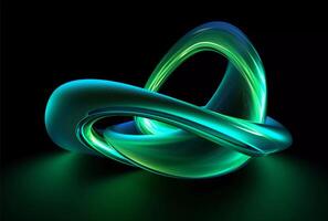 abstract blue-green glow design elements, in the style of octane render, digital, spiral group, neon photo