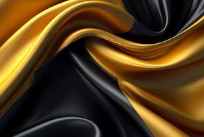 beautiful golden silk fabric texture wavy lines background photo