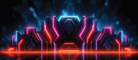 Featuring a unique combination of neon lights and black backgrounds, this futuristic sci-fi abstract design is perfect for creating banners or ads that are both stylish and memorable photo