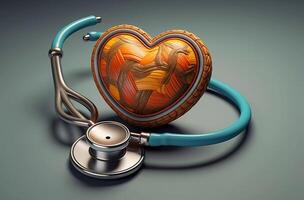 stethoscope and heart isolated on gray background, in the style of daz3d photo