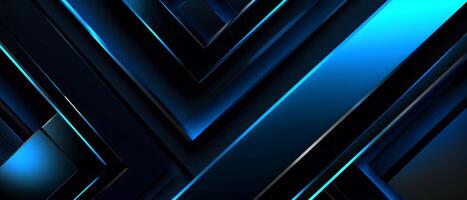 Black blue abstract modern background for design. Dark. Geometric shape. 3d effect. Diagonal lines, stripes. Triangles. Gradient. Light, glow Web banner. Wide. Panoramic photo