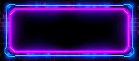 striking design features a unique combination of blue and purple neon lights against a black background, with reflective concrete adding a touch of texture and depth photo