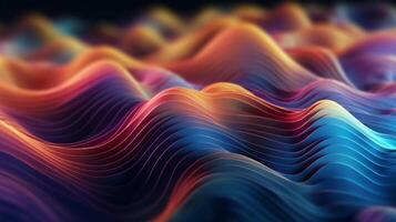 3d electronic music background abstract wave and waves pattern, 3d landscape, in the style of multi-colored minimalism, long exposure photo