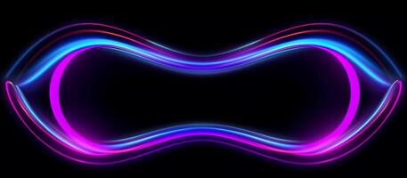 perfect choice for businesses looking for a design that is both futuristic and edgy, this abstract blue and purple neon light shape design on a black background photo