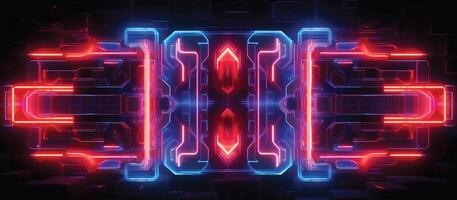 Featuring a unique combination of neon lights and black backgrounds, this futuristic sci-fi abstract design is perfect for creating banners or ads that are both stylish and memorable photo
