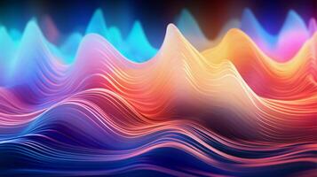 3d electronic music background abstract wave and waves pattern, 3d landscape, in the style of multi-colored minimalism, long exposure photo