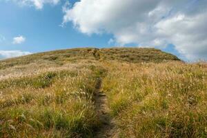 Green lanscape with mountain Aso background, Kusasenri, Aso, Kumamoto, Kyushu, Japan photo