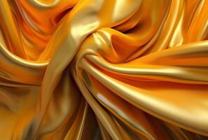 beautiful golden silk fabric texture wavy lines background photo