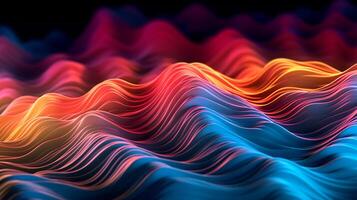 3d electronic music background abstract wave and waves pattern, 3d landscape, in the style of multi-colored minimalism, long exposure photo