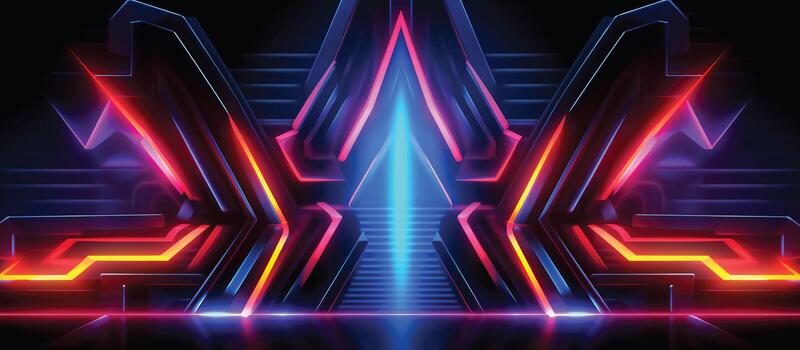Featuring a unique combination of neon lights and black backgrounds, this futuristic sci-fi abstract design is perfect for creating banners or ads that are both stylish and memorable photo