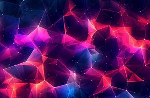 glowing colorful patterns on a dark background, in the style of molecular, geodesic structures, low poly, light magenta and sky-blue photo
