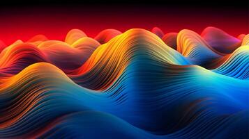 3d electronic music background abstract wave and waves pattern, 3d landscape, in the style of multi-colored minimalism, long exposure photo