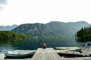 Scenic view with boat photo