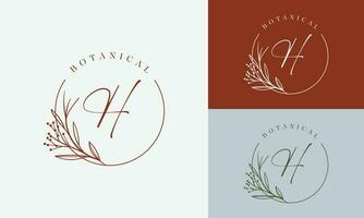 Botanical Floral element Hand Drawn Logo with Wild Flower and Leaves. Logo for spa and beauty salon, boutique, organic shop, wedding, floral designer, interior, photography, cosmetic. vector