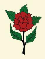 Rose Flower vector art illustration, Red rose flower, Beautiful flower.