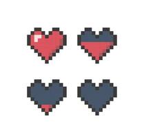 dibujos animados color píxel corazón firmar icono colocar. vector