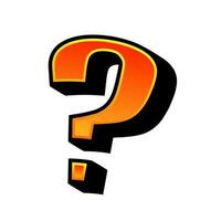 Concept with question mark in cartoon style on white background for printable design. Vector illustration.