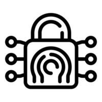 Padlock fingerprint icon outline vector. Finger print vector