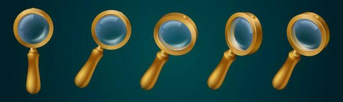 Realistic set of 3D magnifying glasses vector