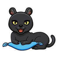 Cute little black panther cartoon on the pillow vector