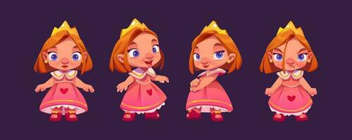 Cute little princess character with gold crown vector