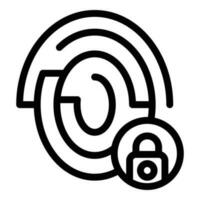 Fingerprinting locked icon outline vector. Scan print vector