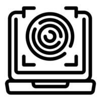 Fingerprinting laptop icon outline vector. Id scanner vector