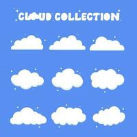 White clouds hand drawn collection, Clouds silhouettes. Vector set of clouds shapes.