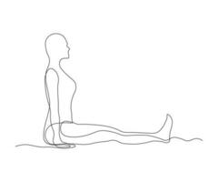 resumen yoga pose, gimnasia continuo uno línea dibujo vector