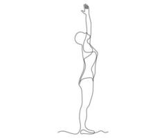 abstract Yoga Pose, gymnastics Continuous One Line Drawing vector