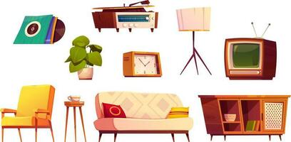 Retro furniture for home interior vector