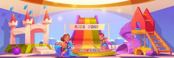 Kids playground, kindergarten cartoon illustration vector